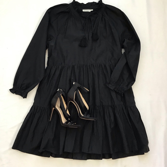 Roller Rabbit Women Elegant Black Long Sleeve Tiered Dress L - Picture 2 of 15